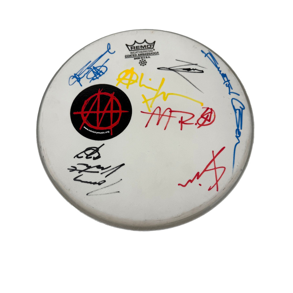 RARE Ministry Autographed 10.5" Drum Head Industrial Metal All Band Members